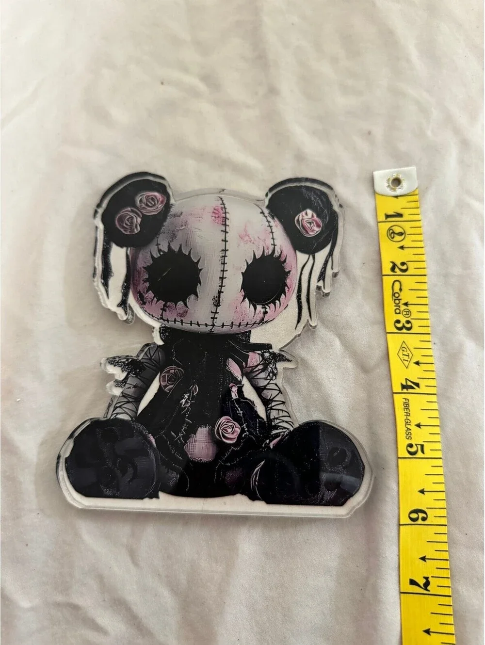 Goth Voodoo Rag Doll Flat Acrylic Flatback Figure Planar Resin Decor 5.25 Inch
